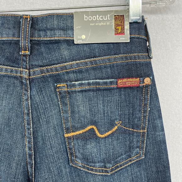 7 FOR ALL MANKIND Jeans Women 24 Bootcut Low Rise Original Fit Blue USA NEW - Picture 7 of 16